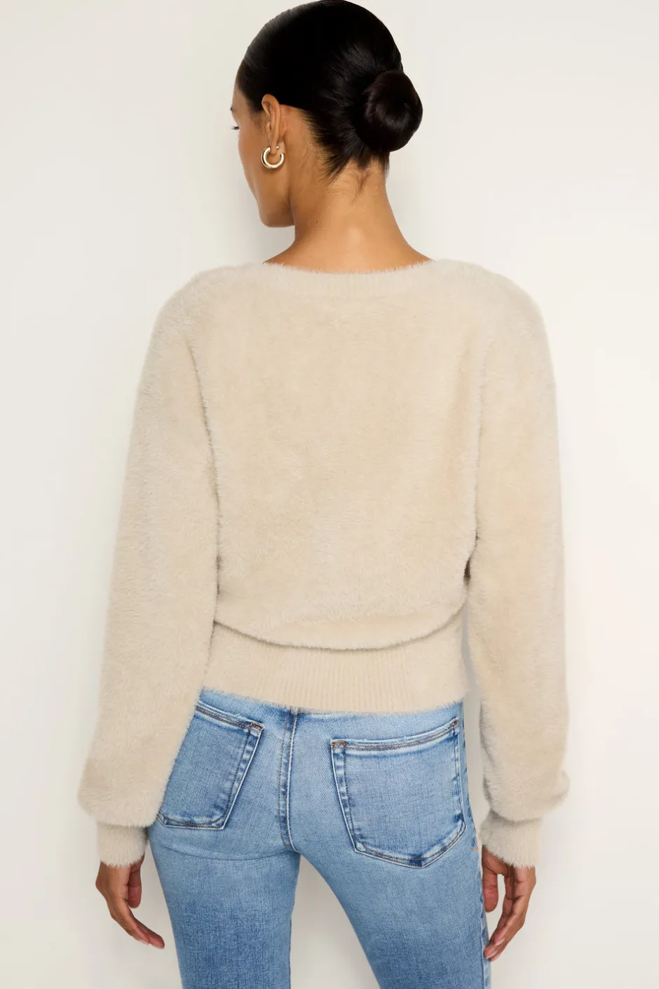 Good American Tops | Sweaters<FUZZY CARDIGAN Flax001