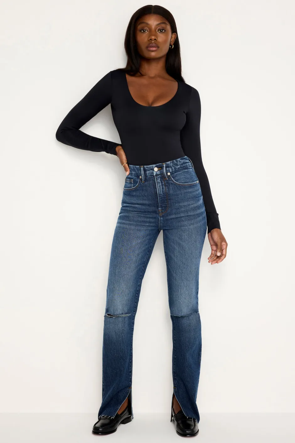 Good American Straight<GOOD BOY STRAIGHT JEANS Indigo705