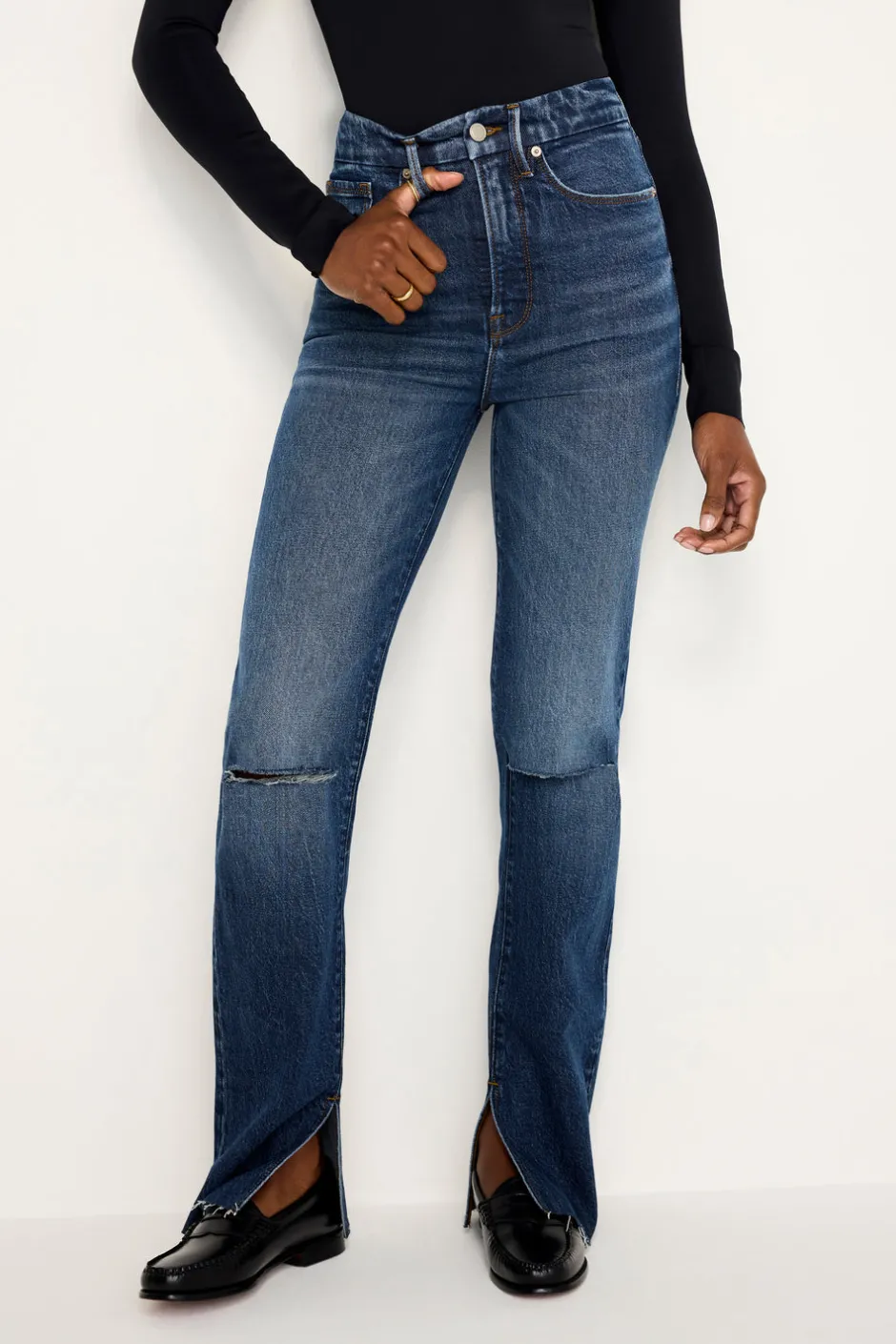 Good American Straight<GOOD BOY STRAIGHT JEANS Indigo705