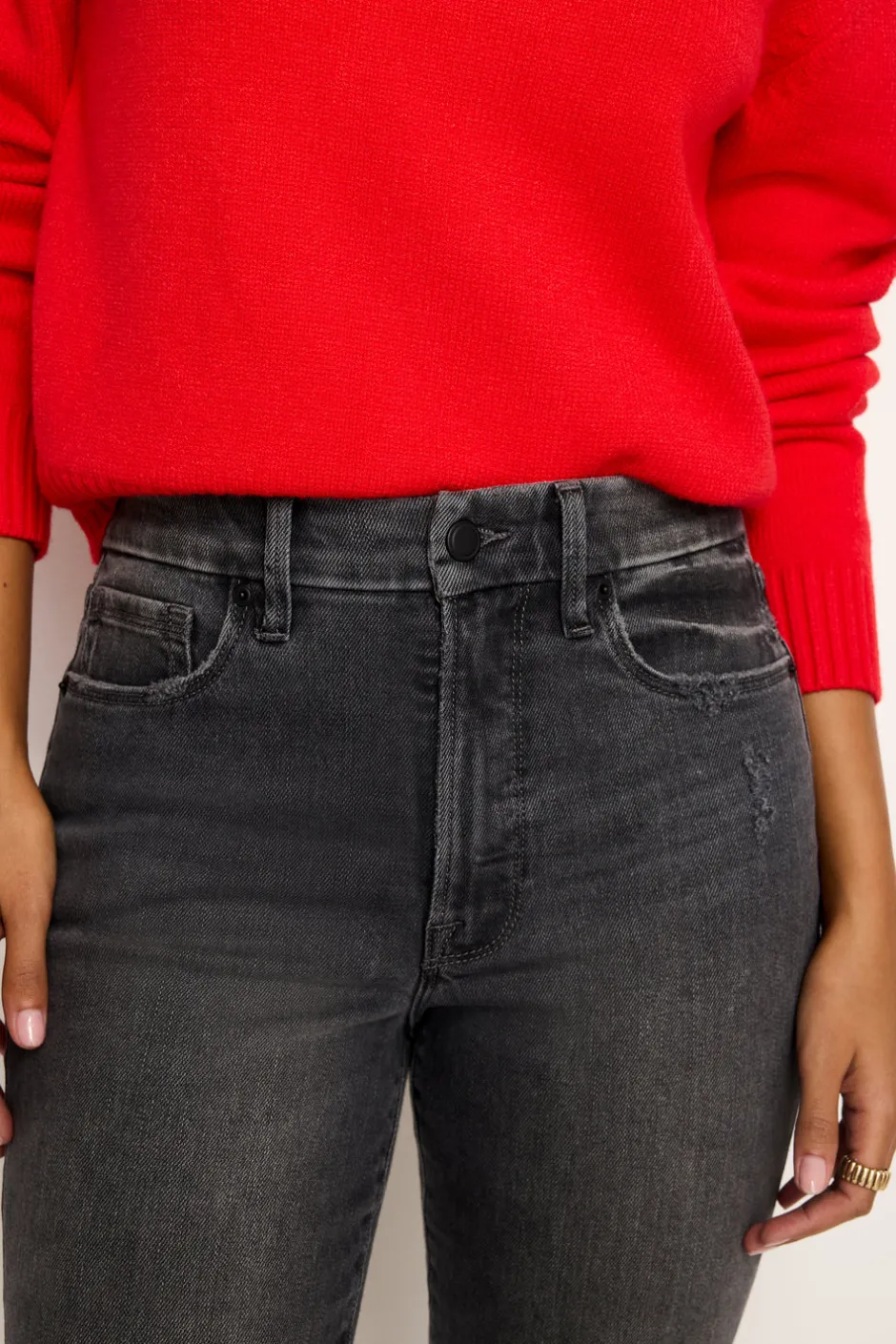 Good American Straight<GOOD CLASSIC SLIM STRAIGHT JEANS Black345