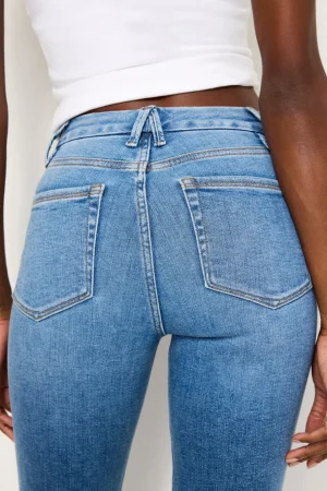 Good American Straight<GOOD CLASSIC SLIM STRAIGHT MOTO JEANS Indigo760