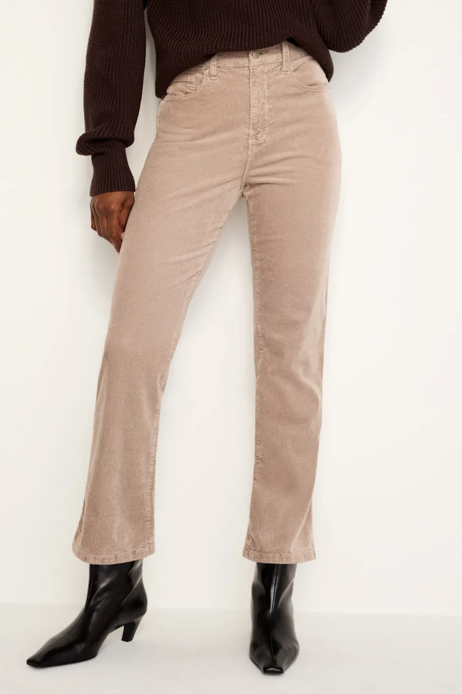 Good American Straight<GOOD CURVE STRAIGHT CORDUROY PANTS Flax001