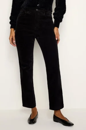 Good American Straight<GOOD CURVE STRAIGHT CORDUROY PANTS Black001