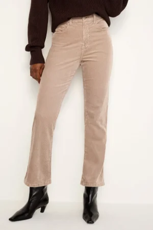 Good American Straight<GOOD CURVE STRAIGHT CORDUROY PANTS Flax001