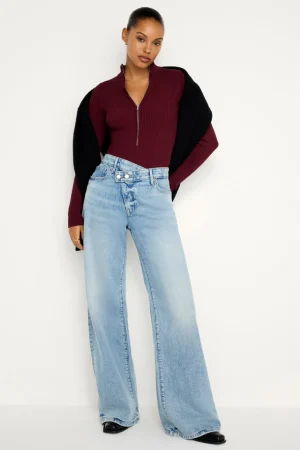 Good American Relaxed | Mid-Rise<GOOD EASE RELAXED JEANS Indigo712