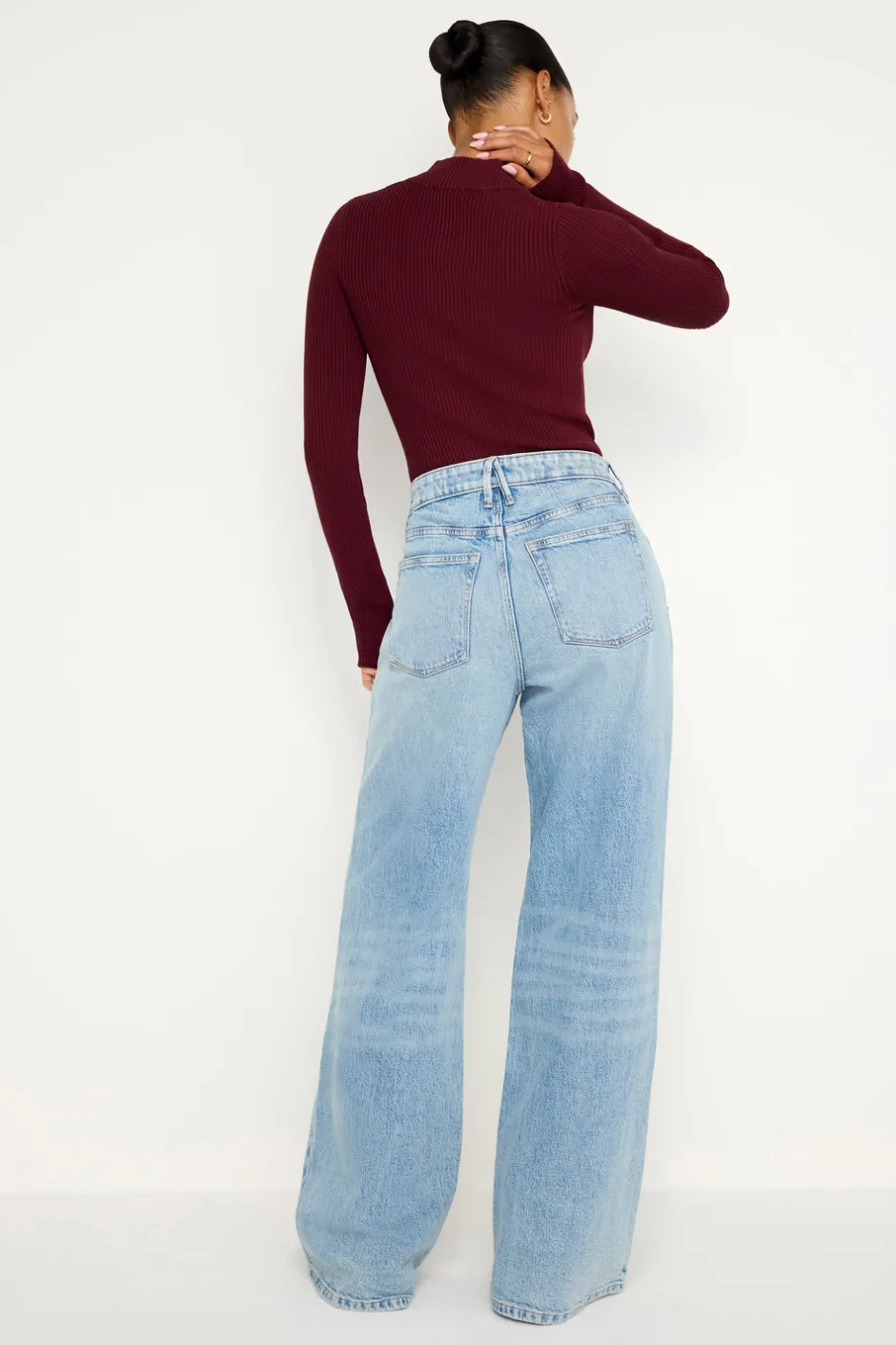 Good American Relaxed | Mid-Rise<GOOD EASE RELAXED JEANS Indigo712