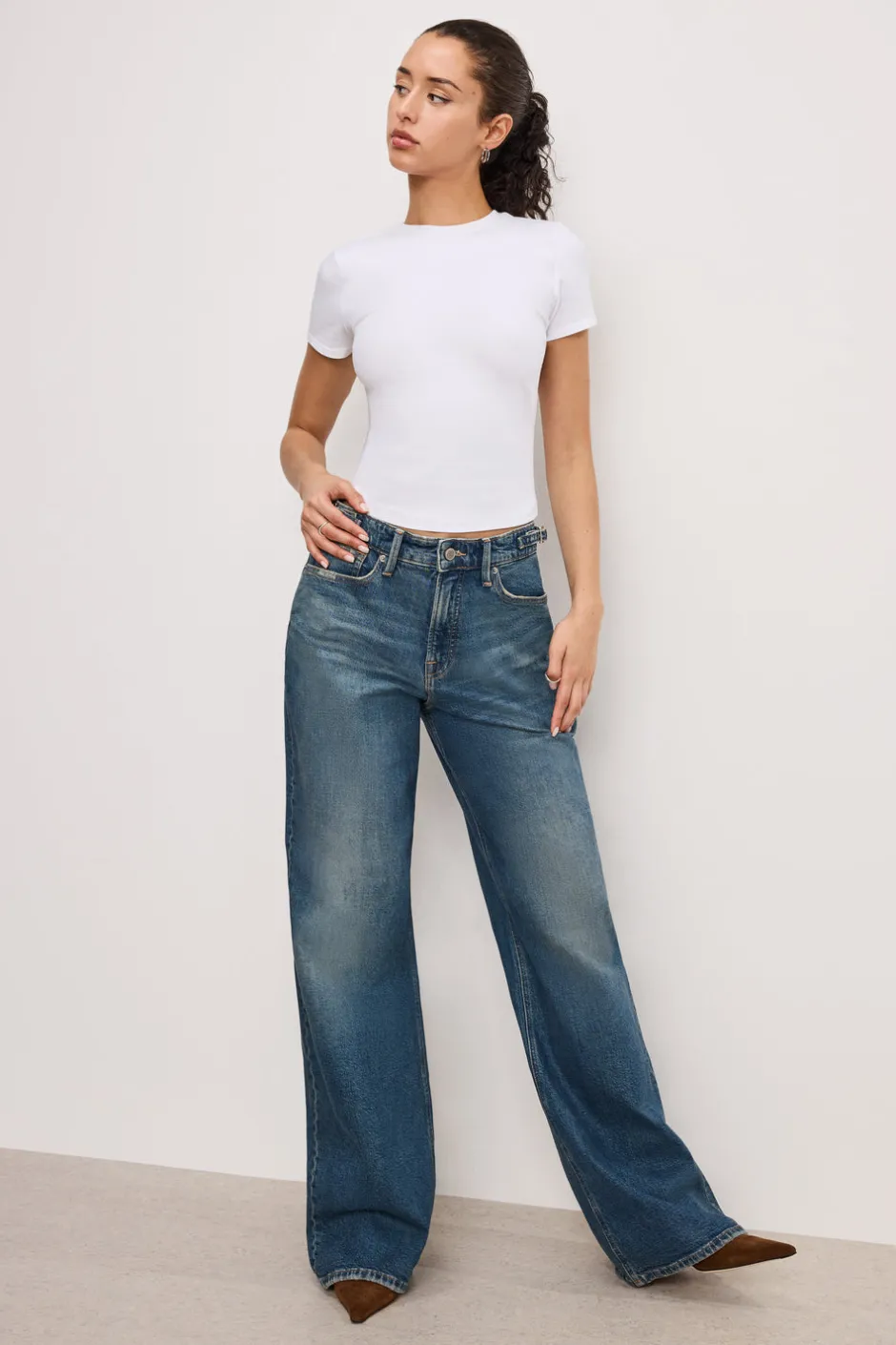 Good American Mid-Rise<GOOD EASE RELAXED JEANS Indigo738