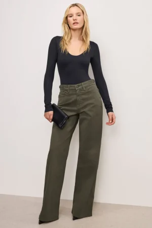 Good American Relaxed | Wide Leg<GOOD EASE TWILL TROUSERS Fatigue001