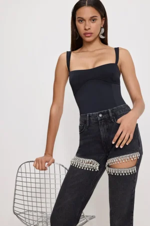 Good American Straight<GOOD ICON STRAIGHT DIAMOND JEANS Black376