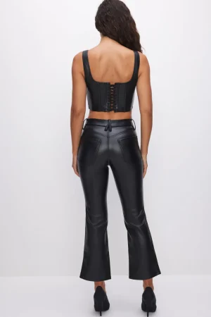Good American Pants<GOOD LEGS CROPPED MINI BOOT FAUX LEATHER PANTS Black001