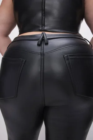 Good American Pants<GOOD LEGS FLARE FAUX LEATHER PANTS Black001