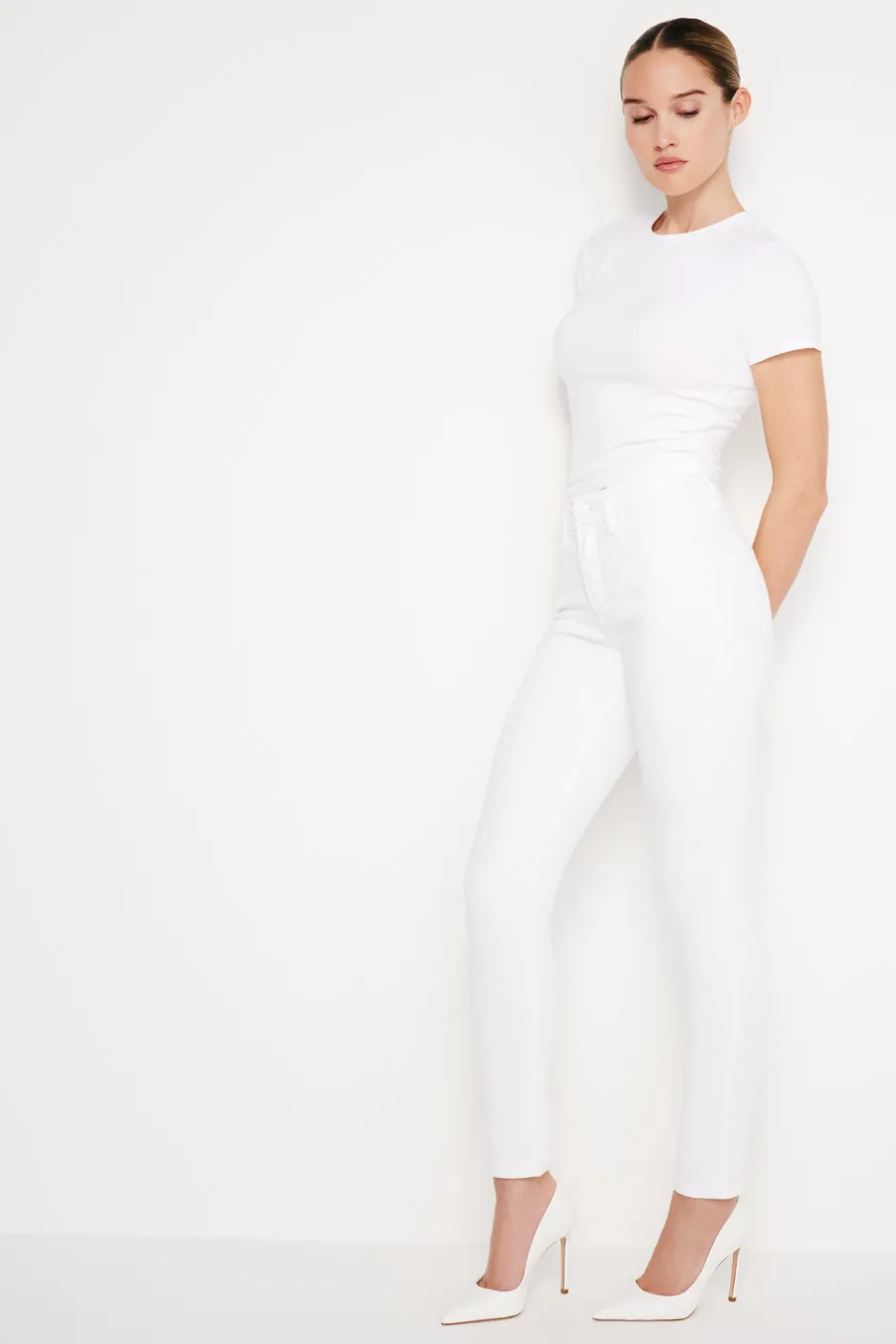 Good American Skinny | Mid-Rise<GOOD LEGS SKINNY JEANS White001