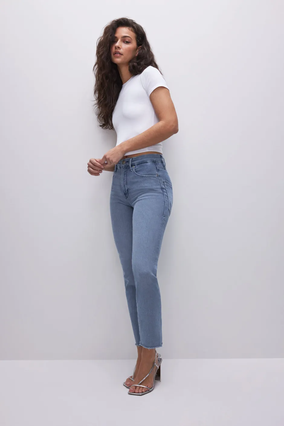 Good American Straight | High-Rise<GOOD LEGS STRAIGHT JEANS Blue449