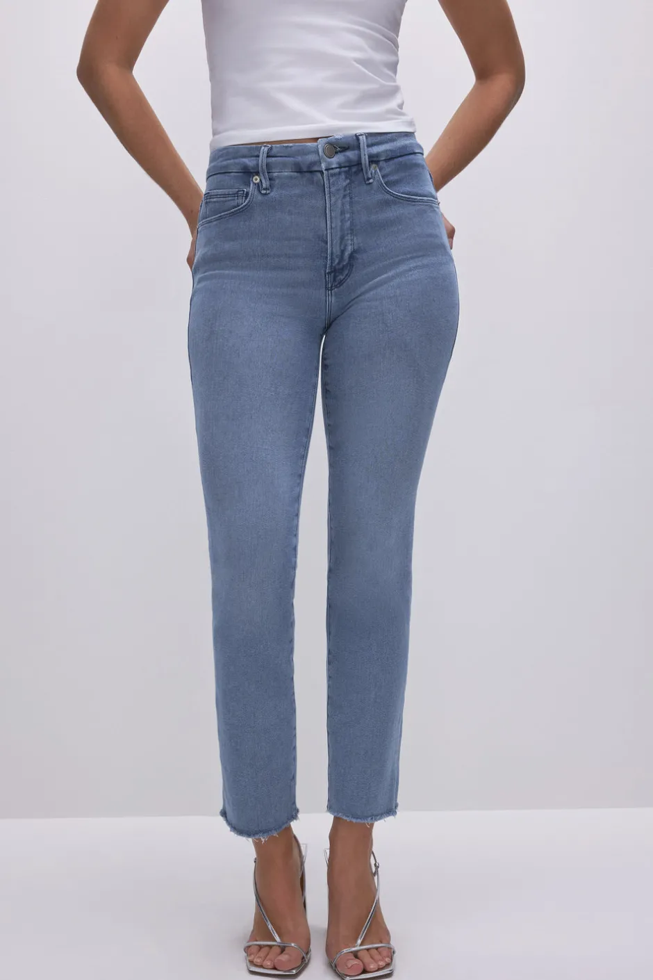 Good American Straight | High-Rise<GOOD LEGS STRAIGHT JEANS Blue449