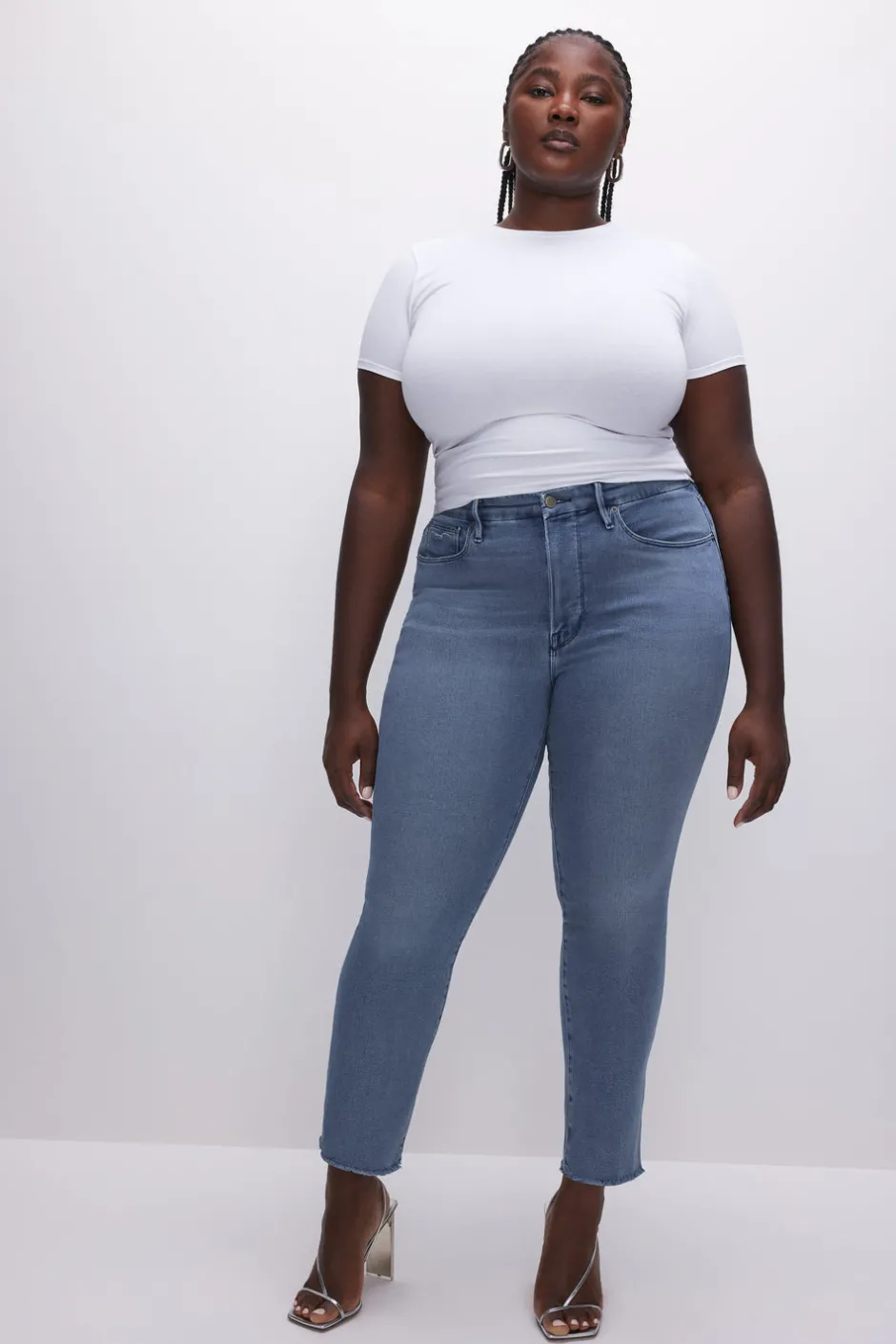 Good American Straight | High-Rise<GOOD LEGS STRAIGHT JEANS Blue449
