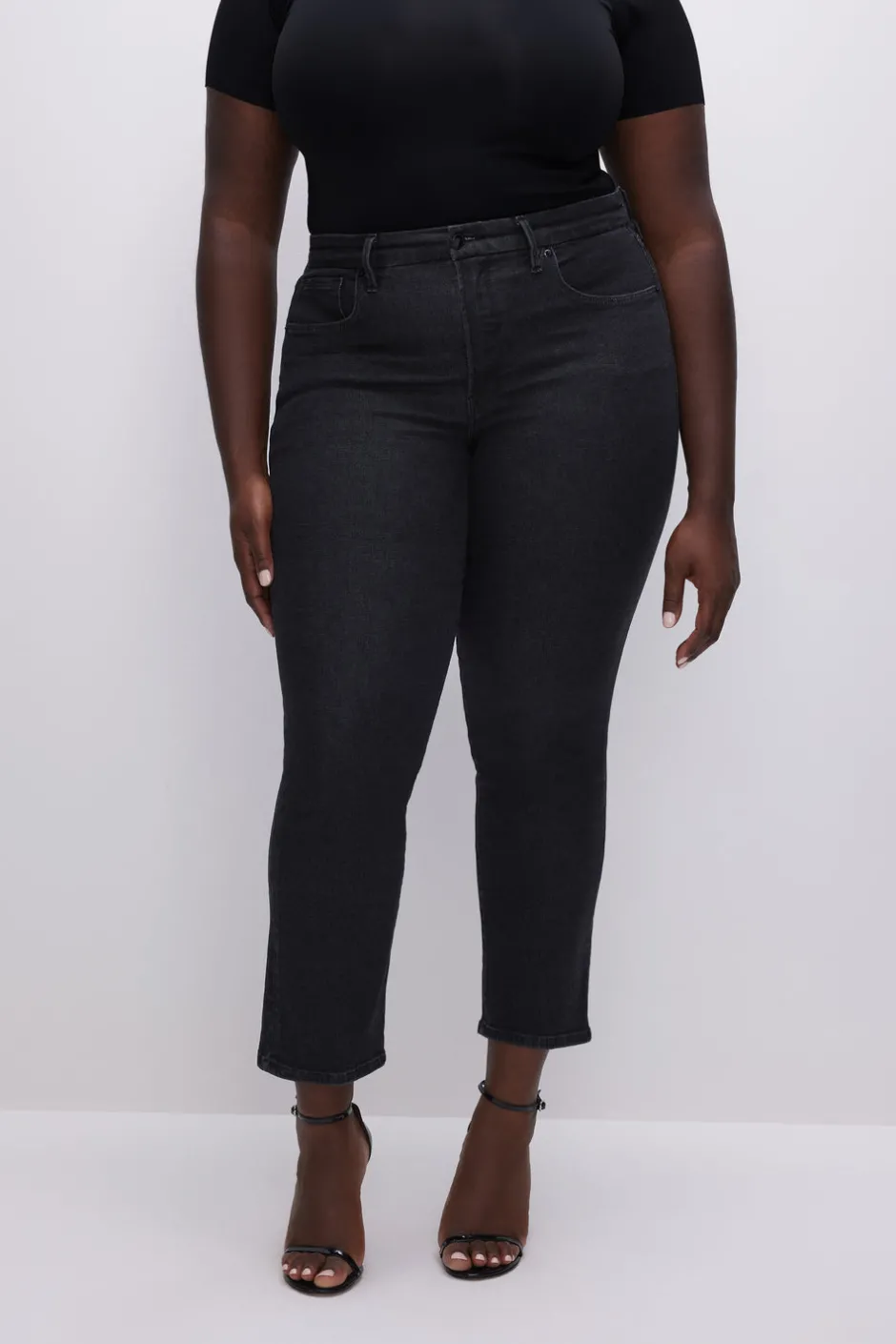 Good American Straight | High-Rise<GOOD LEGS STRAIGHT JEANS Black184