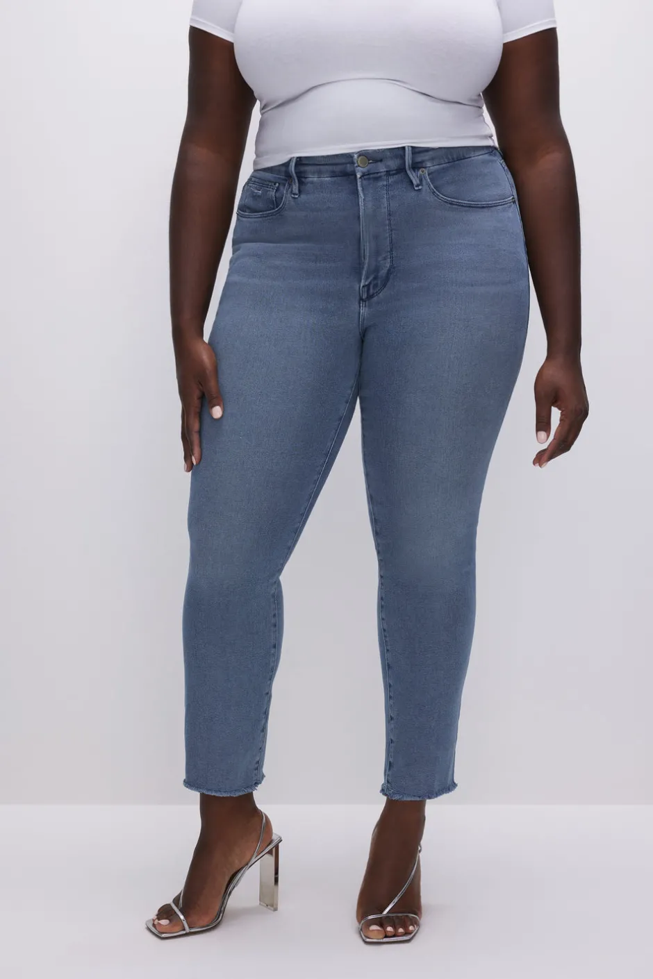 Good American Straight | High-Rise<GOOD LEGS STRAIGHT JEANS Blue449