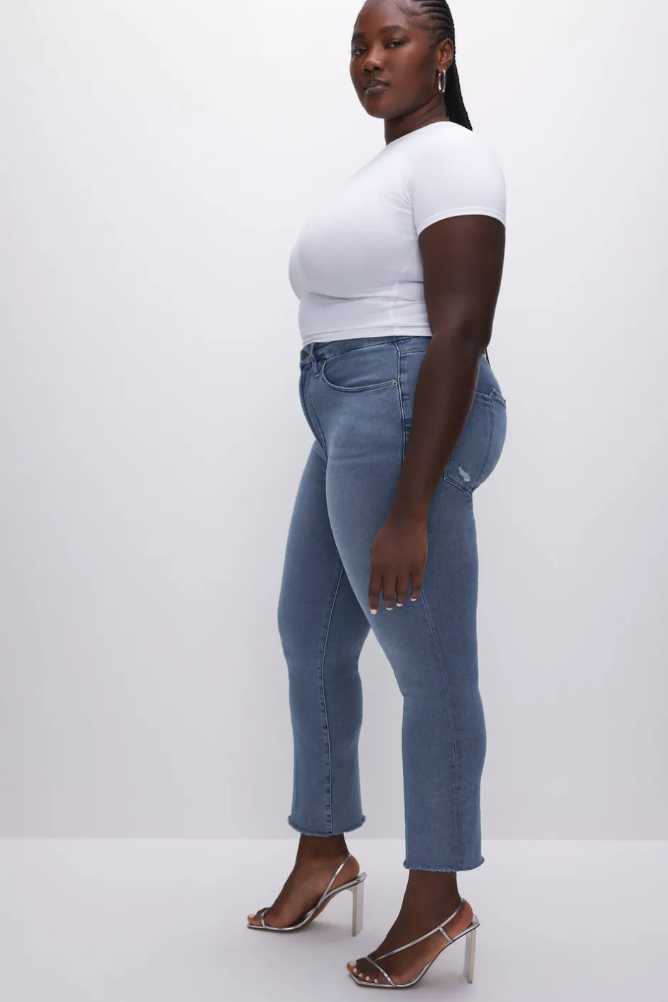 Good American Straight | High-Rise<GOOD LEGS STRAIGHT JEANS Blue449