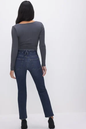 Good American Straight<GOOD PETITE STRAIGHT JEANS Blue004