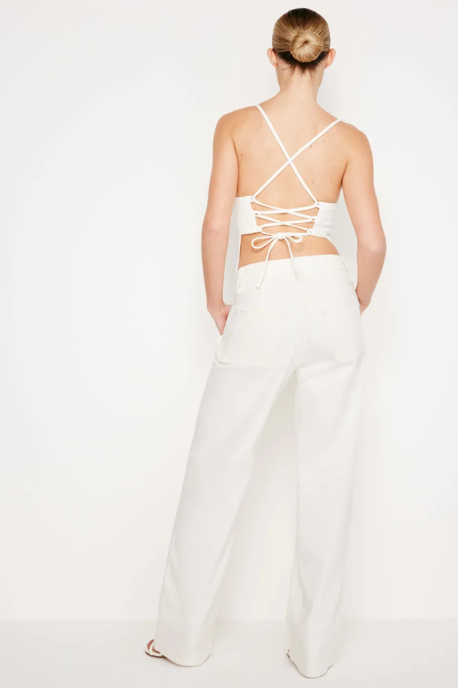 Good American Straight<GOOD ’90S CARPENTER JEANS Cloud white001