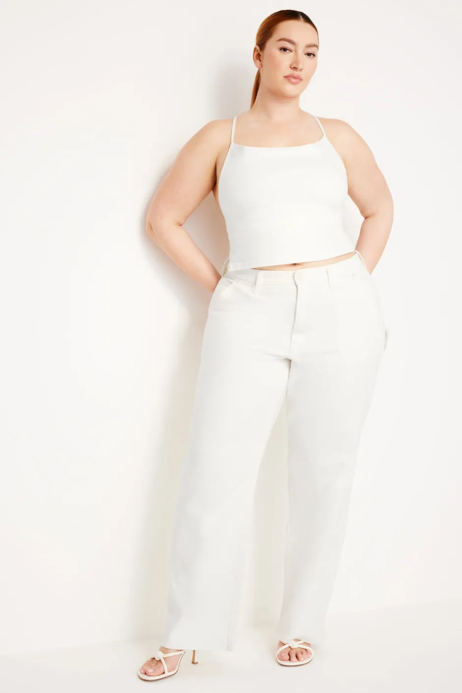 Good American Straight<GOOD ’90S CARPENTER JEANS Cloud white001