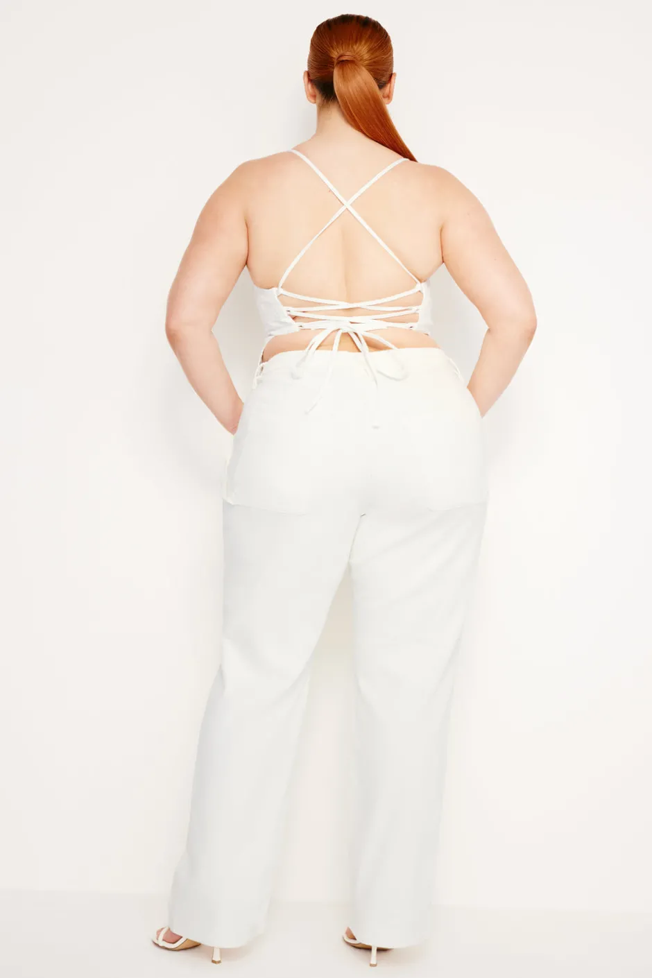 Good American Straight<GOOD ’90S CARPENTER JEANS Cloud white001