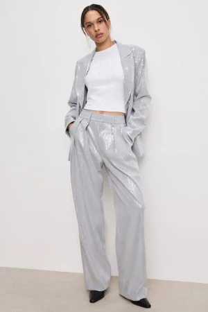 Good American Pants<GOOD ’90s SEQUIN TROUSERS Heather grey001