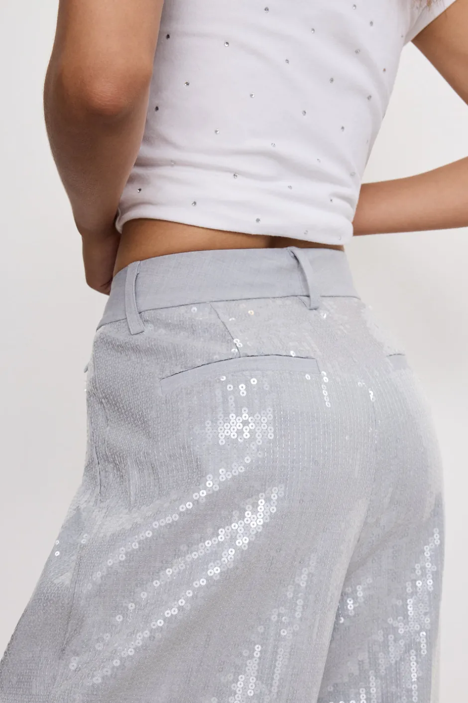 Good American Pants<GOOD ’90s SEQUIN TROUSERS Heather grey001