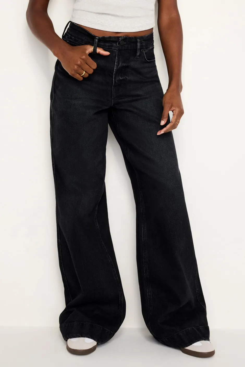 Good American Relaxed | Wide Leg<GOOD SKATE WIDE JEANS Black347