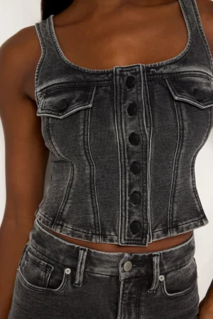 Good American Tops<JEANIUS BUSTIER VEST Black322