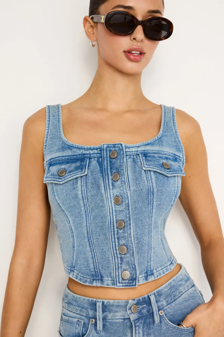 Good American Tops<JEANIUS BUSTIER VEST Indigo586