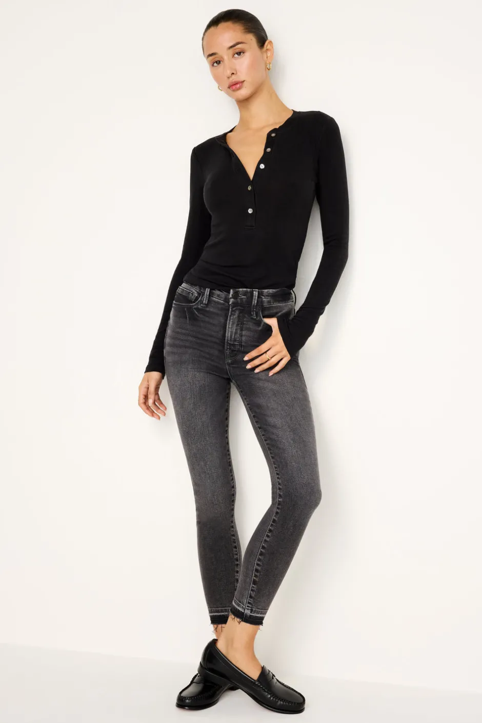 Good American Tops<JEANIUS FITTED LS HENLEY Black001