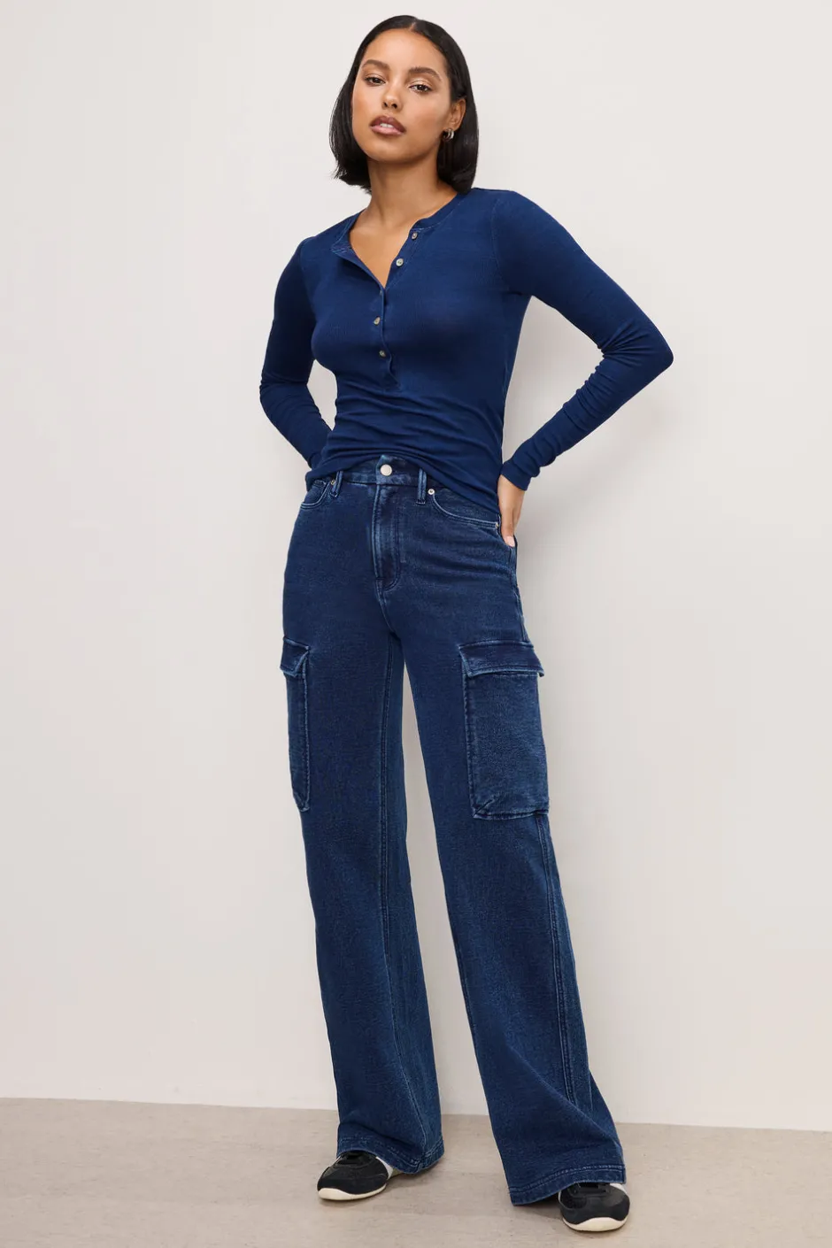 Good American Tops<JEANIUS FITTED HENLEY Indigo377