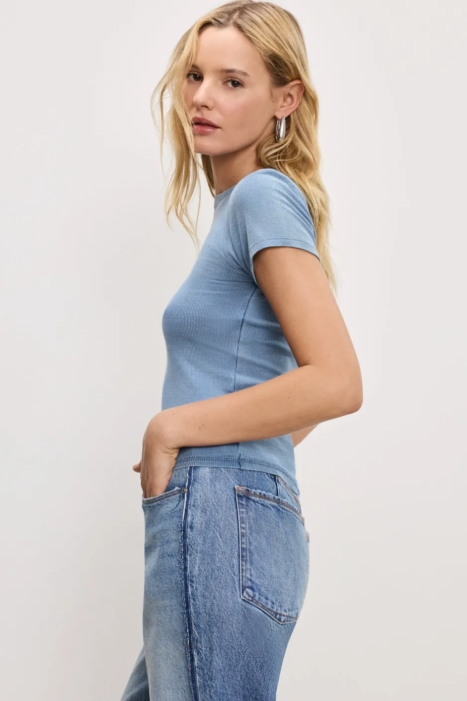 Good American Tops | Tees & Tanks<JEANIUS FITTED TEE Indigo376