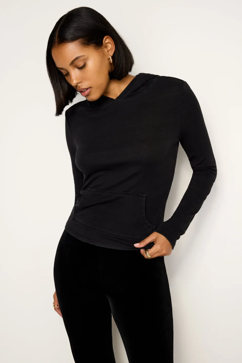 Good American Tops | Sweaters<JEANIUS HOODIE Black001