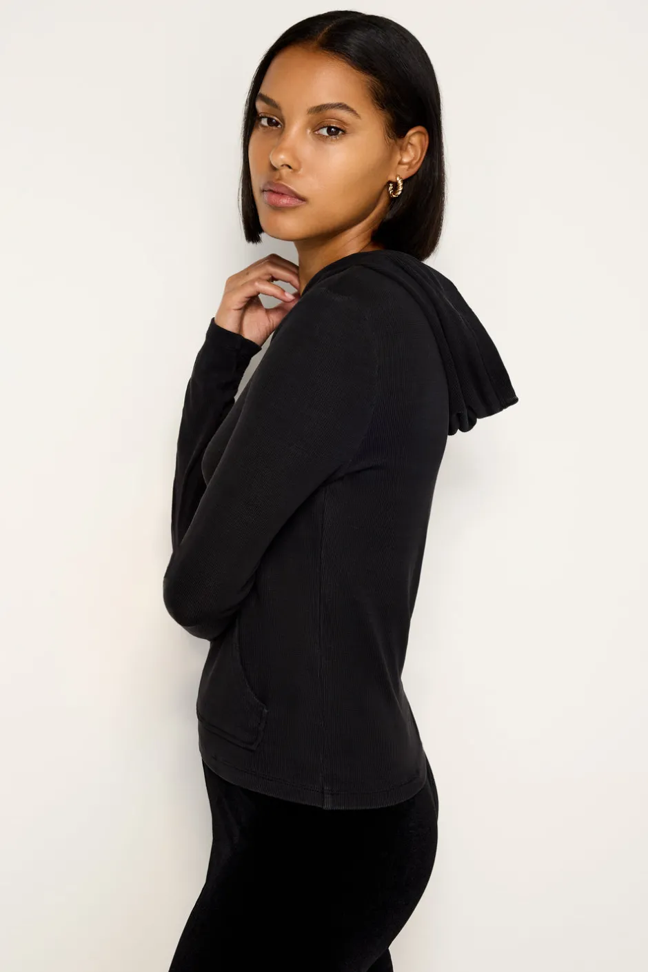 Good American Tops | Sweaters<JEANIUS HOODIE Black001
