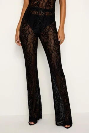 Good American Pants<LACE FLARE LEGGING Black001