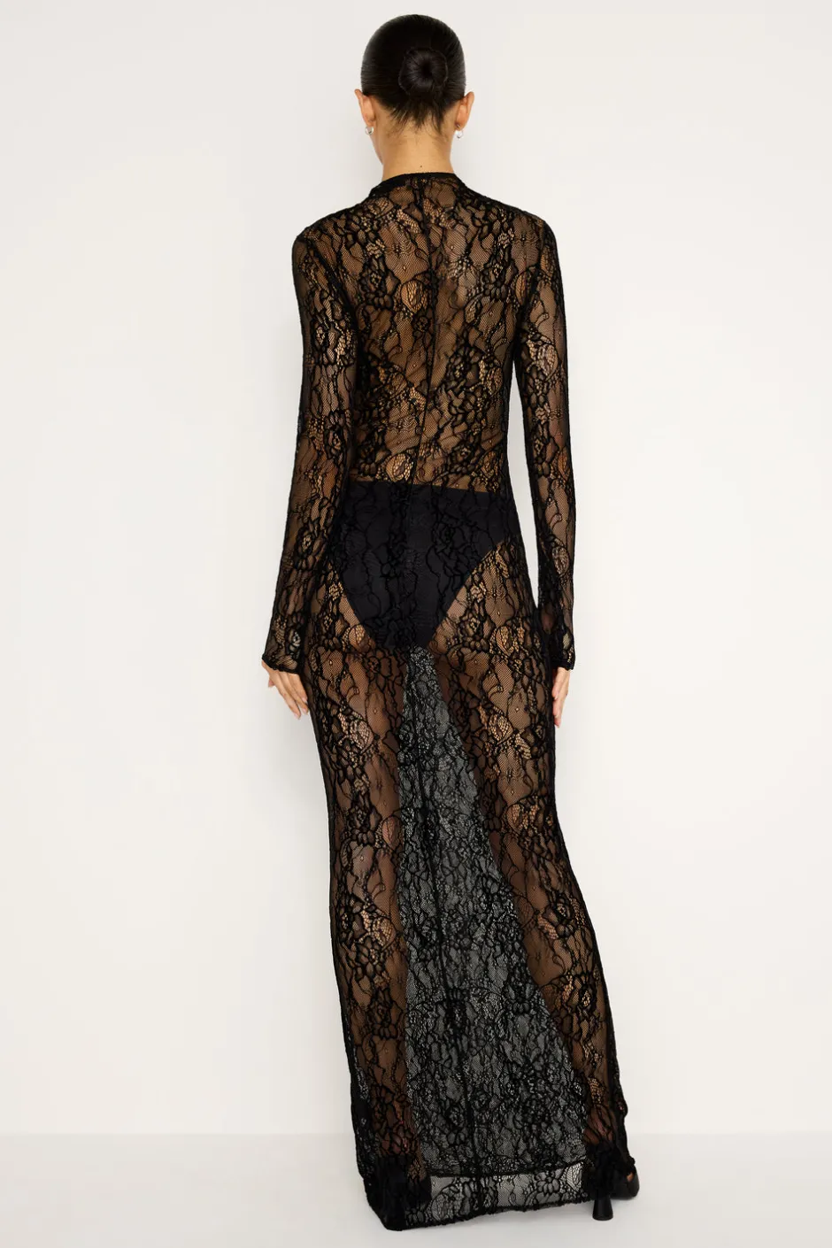 Good American Dresses<LACE MAXI DRESS Black001