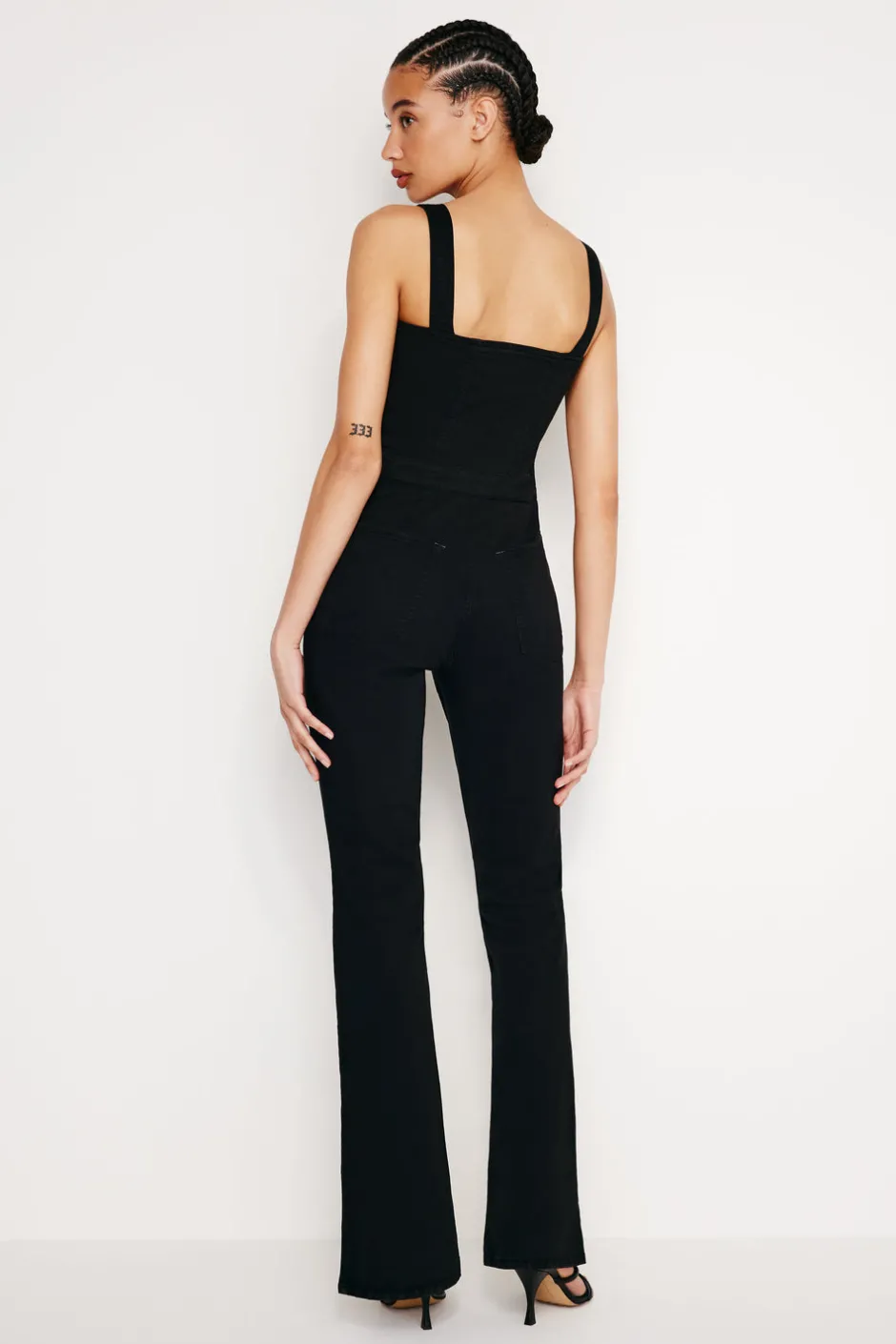 Good American Jumpsuits<LACE UP UTILITY JUMPSUIT Black001