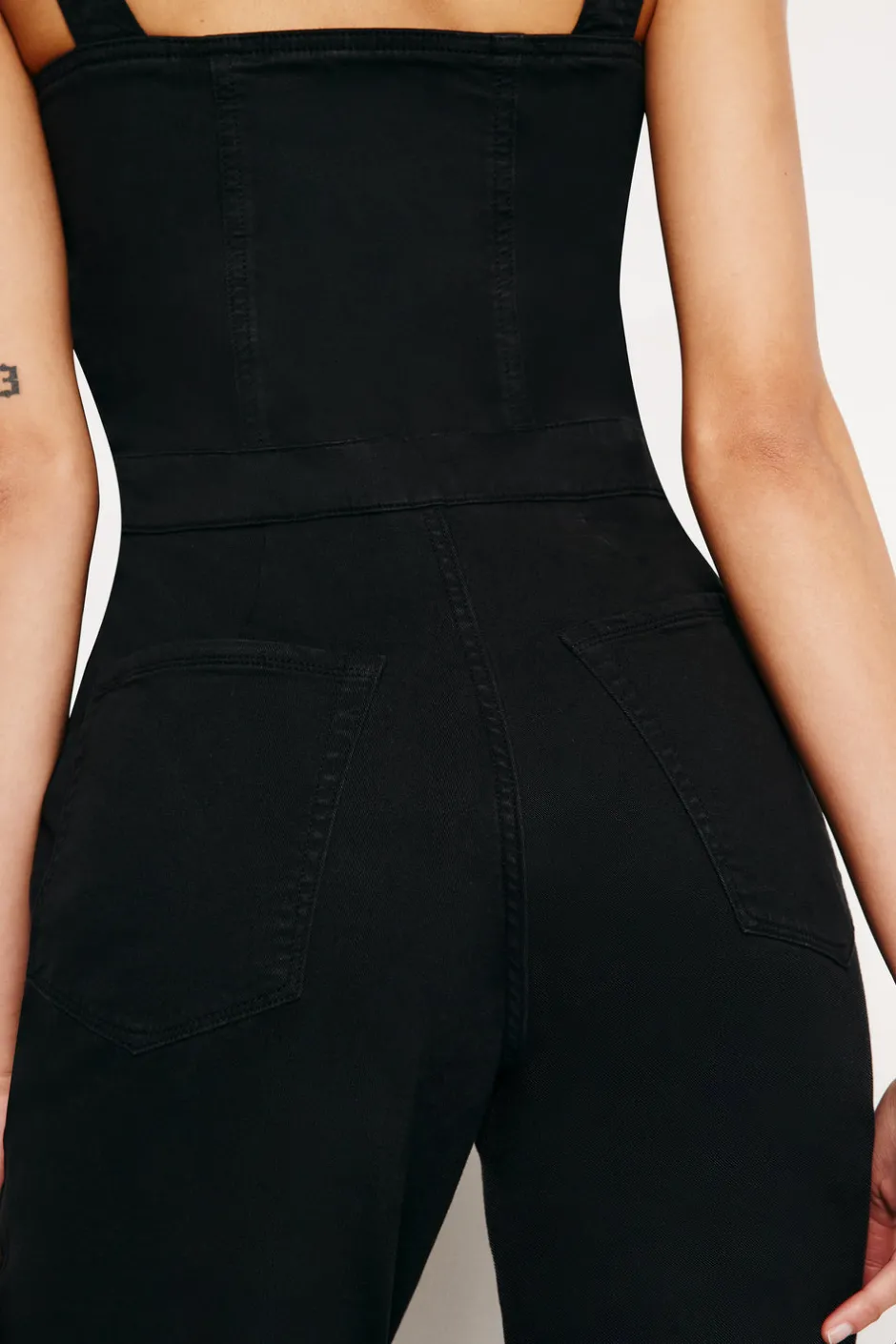Good American Jumpsuits<LACE UP UTILITY JUMPSUIT Black001