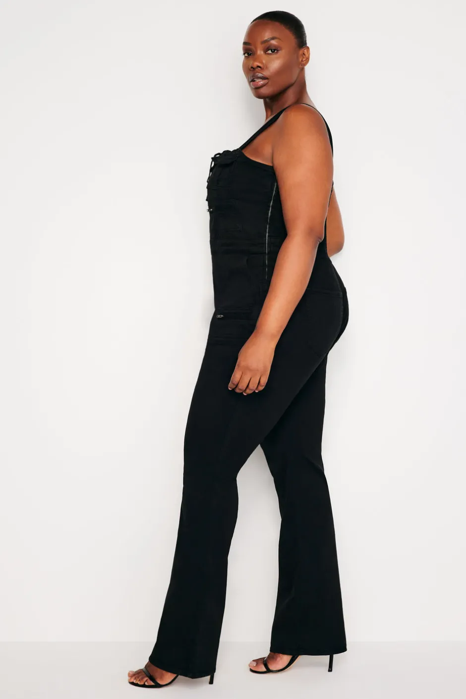 Good American Jumpsuits<LACE UP UTILITY JUMPSUIT Black001