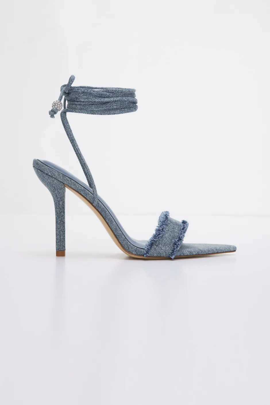 Good American Shoes<LACE UP HEELS Blue denim002