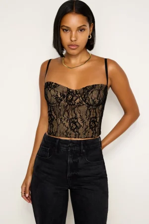 Good American Tops<LACE BUSTIER Black001