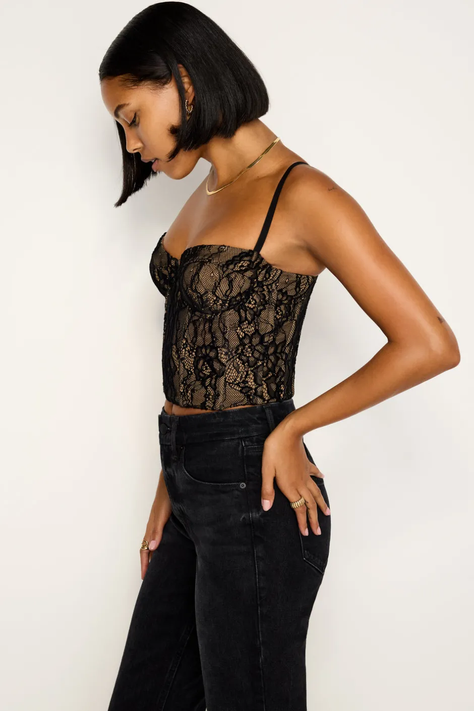 Good American Tops<LACE BUSTIER Black001