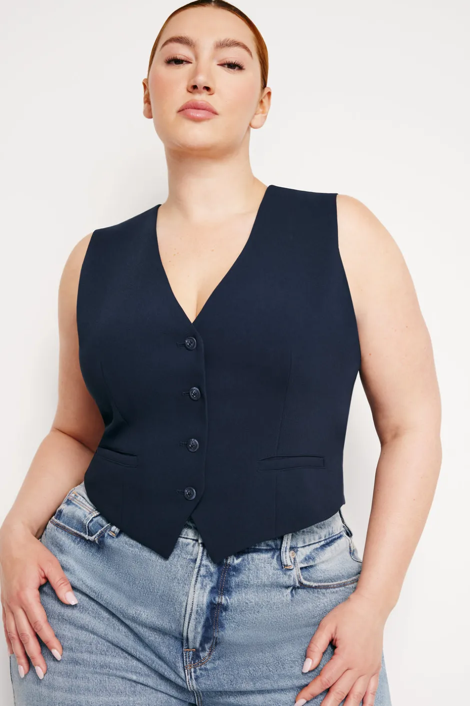 Good American Tops<LUXE SUITING VEST New navy002