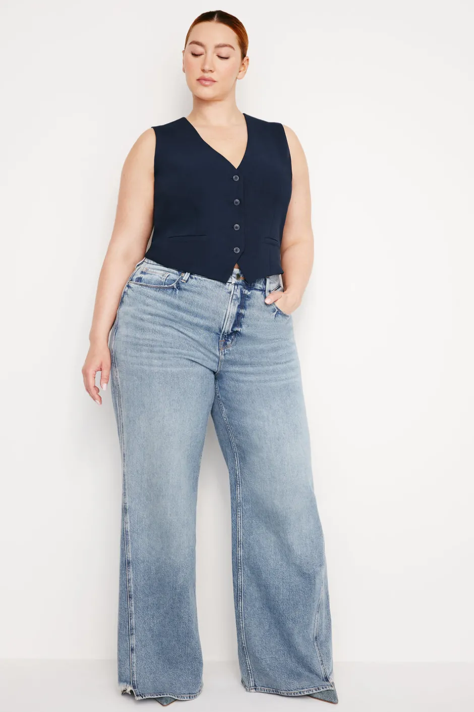 Good American Tops<LUXE SUITING VEST New navy002