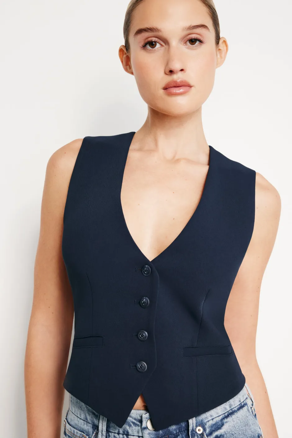 Good American Tops<LUXE SUITING VEST New navy002