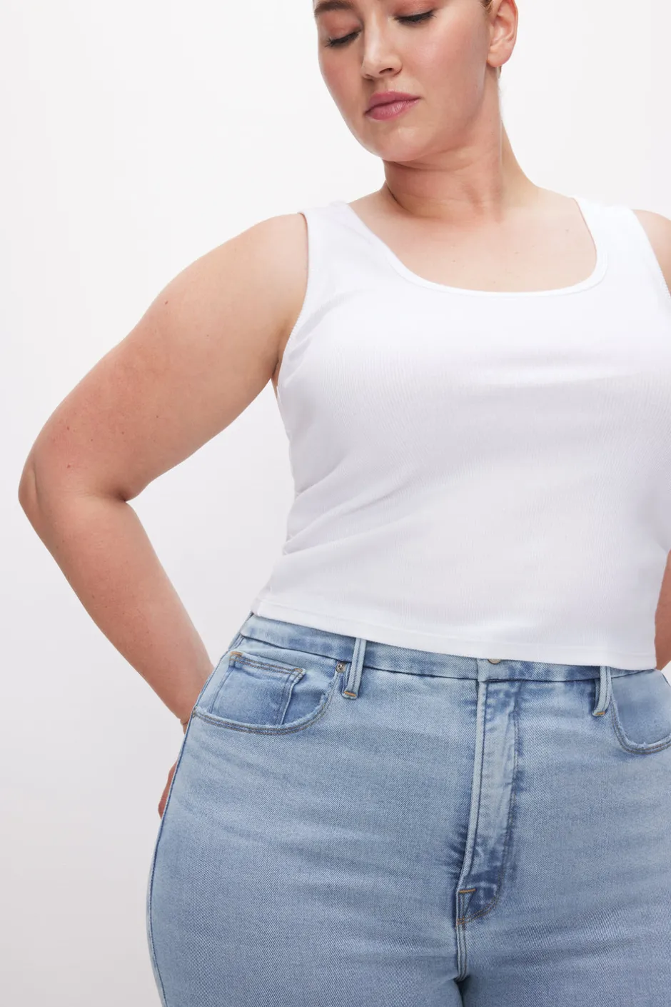 Good American Tops | Tees & Tanks<MICRO RIB TANK TOP White001