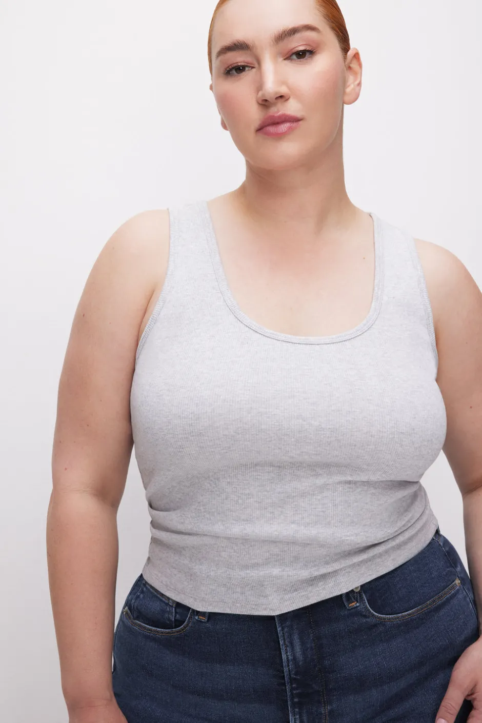 Good American Tops | Tees & Tanks<MICRO RIB TANK TOP Heather grey001