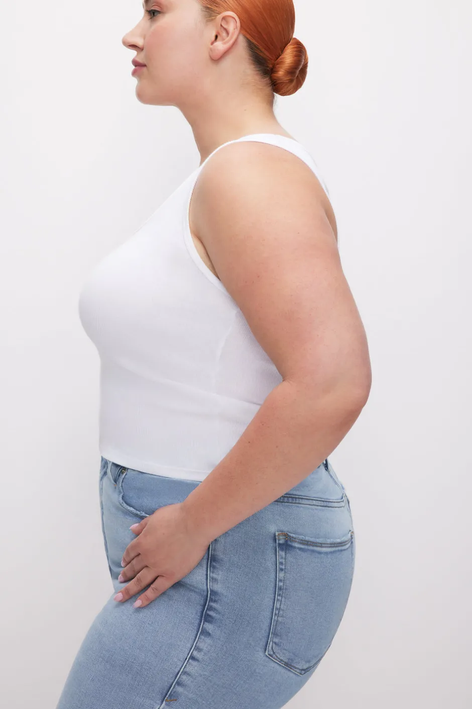 Good American Tops | Tees & Tanks<MICRO RIB TANK TOP White001